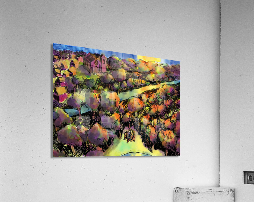 Far Away Across the Field   final w added orange Acrylic Print