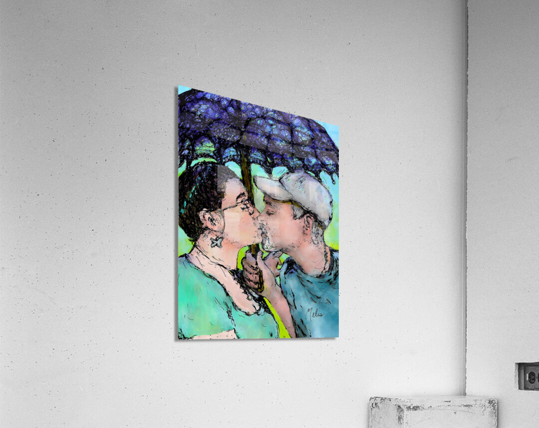 Lovers Kissing colored in   to be printed as 21 x Acrylic Print