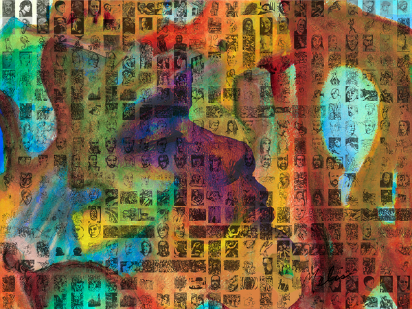 Mosaic silhouette abstract mango photo collage contact sheets FINAL Print