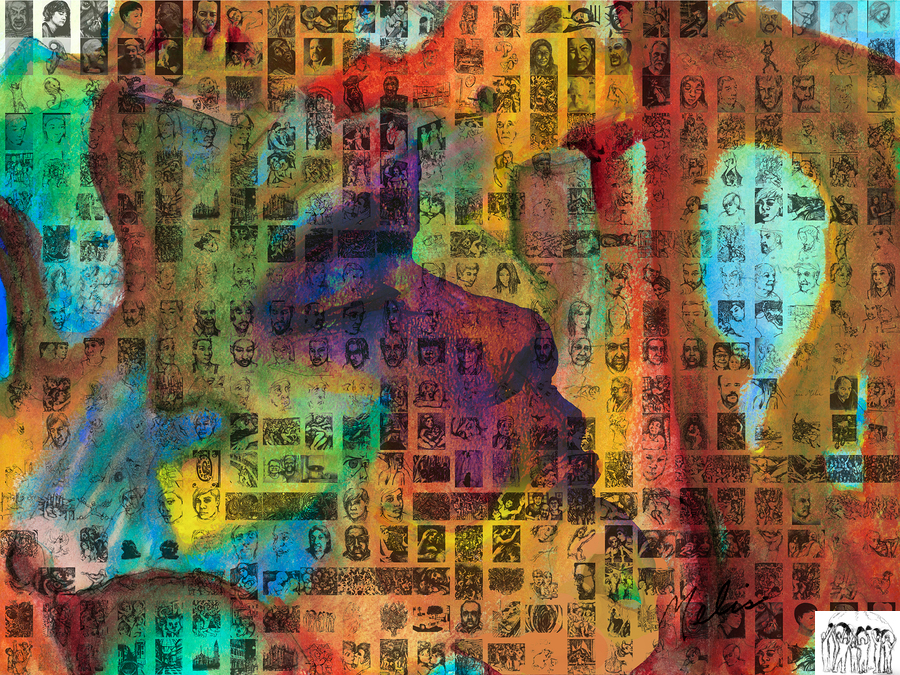 Mosaic silhouette abstract mango photo collage contact sheets FINAL  Print