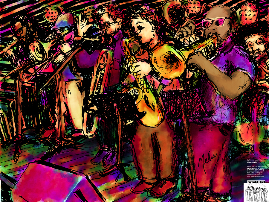 Bad Cactus Brass Band     West Alley BBQ   Mural  Imprimer