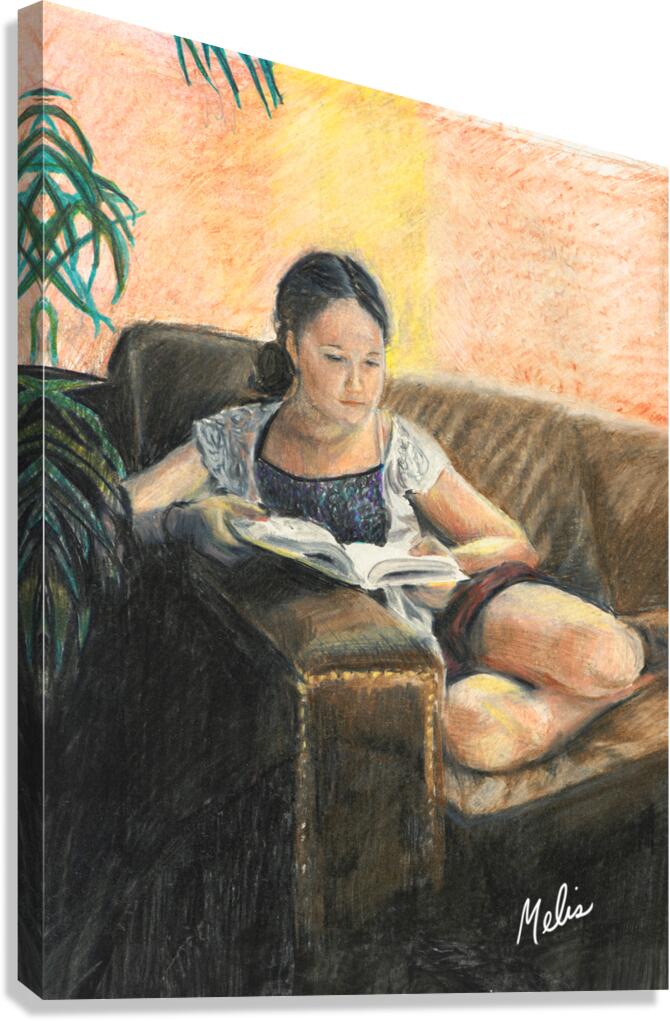 Girl Reading - Saturated Canvas Print