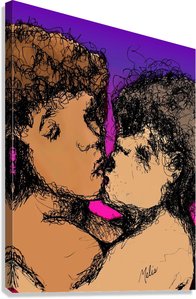 Lovers Kissing with purple background     jpg EDI Canvas Print