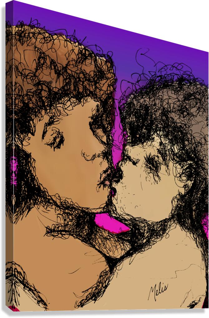 Lovers Kissing with purple background   FINAL cop Canvas Print