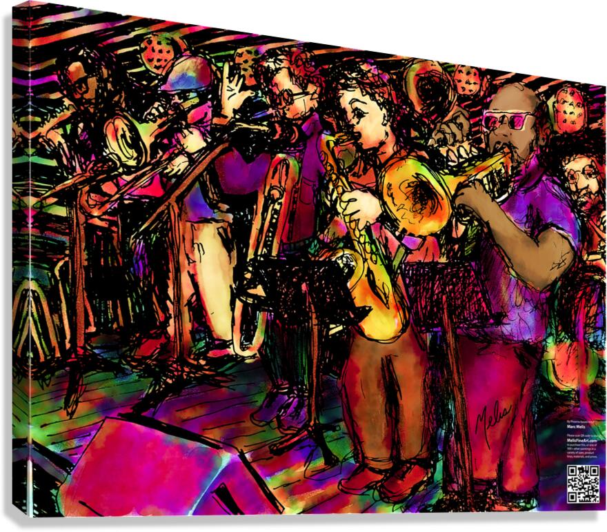 Bad Cactus Brass Band     West Alley BBQ   Mural Canvas Print