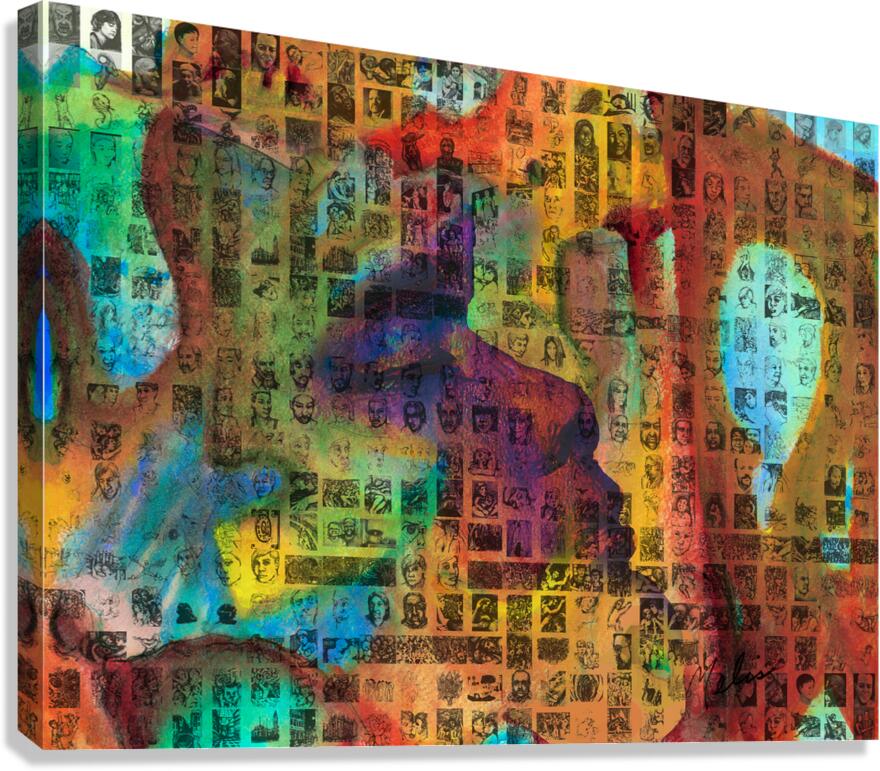 Mosaic silhouette abstract mango photo collage contact sheets FINAL Canvas Print