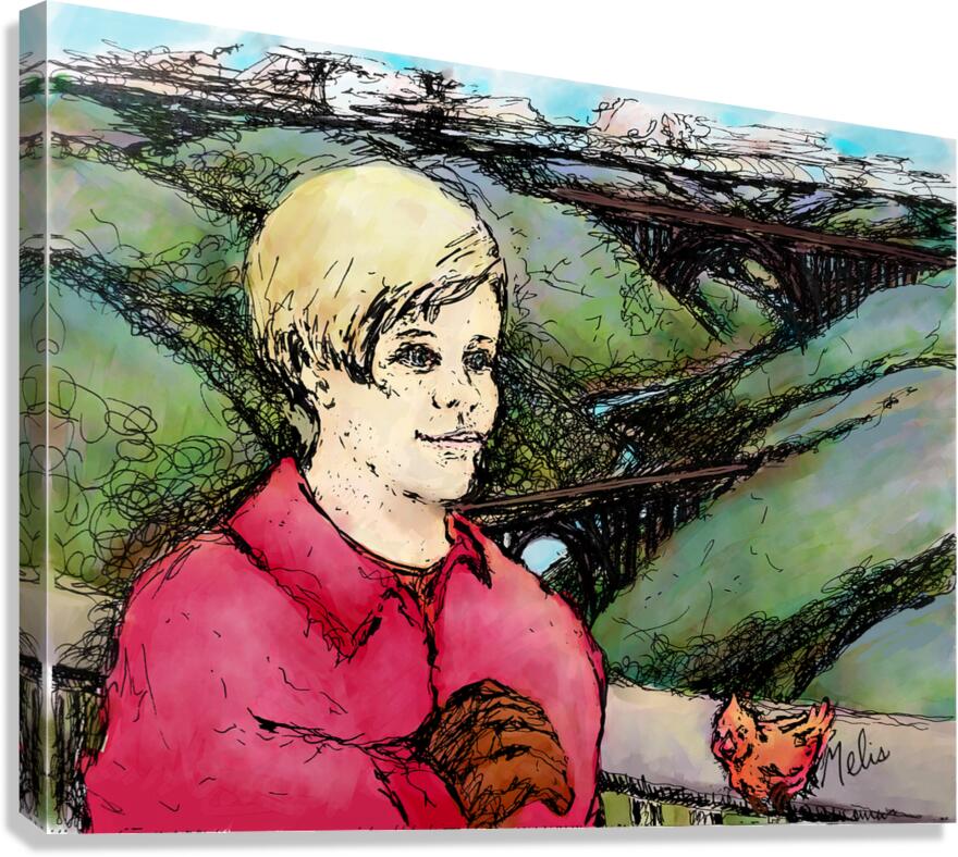 Child at New River   final 9 1 2024 final x 2 w Canvas Print