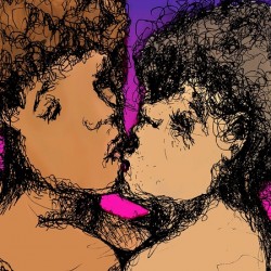 Lovers Kissing with purple background     jpg EDI