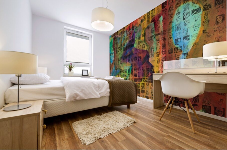 Mosaic silhouette abstract mango photo collage contact sheets FINAL Mural print