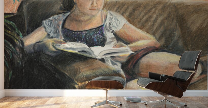 Girl Reading - Saturated Wall Murals