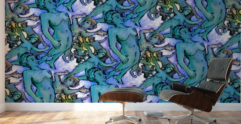 Free fall I     FINAL Patinated copper background Wall Murals