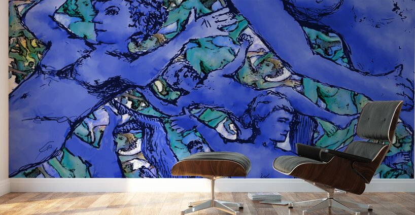 Free fall I     FINAL Patinated copper background Wall Murals