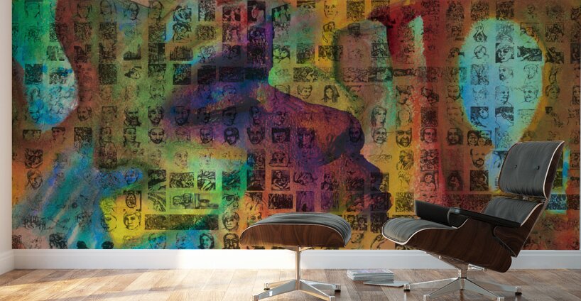 Mosaic silhouette abstract mango photo collage contact sheets FINAL Wall Murals