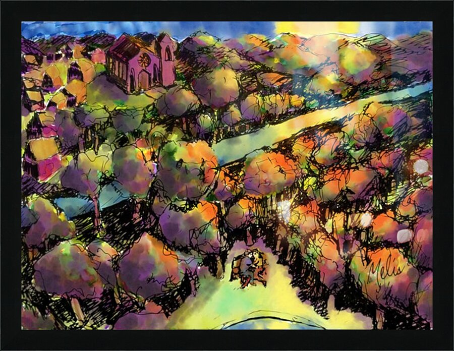 Far Away Across the Field   final w added orange Picture Frame print