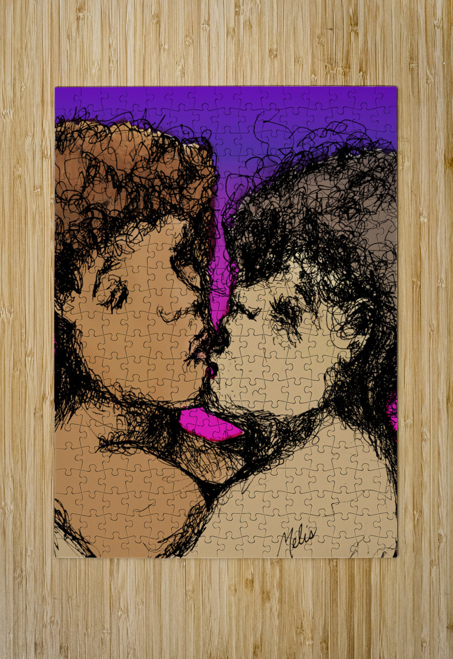 Lovers Kissing with purple background   FINAL cop Marc Melis Puzzle printing