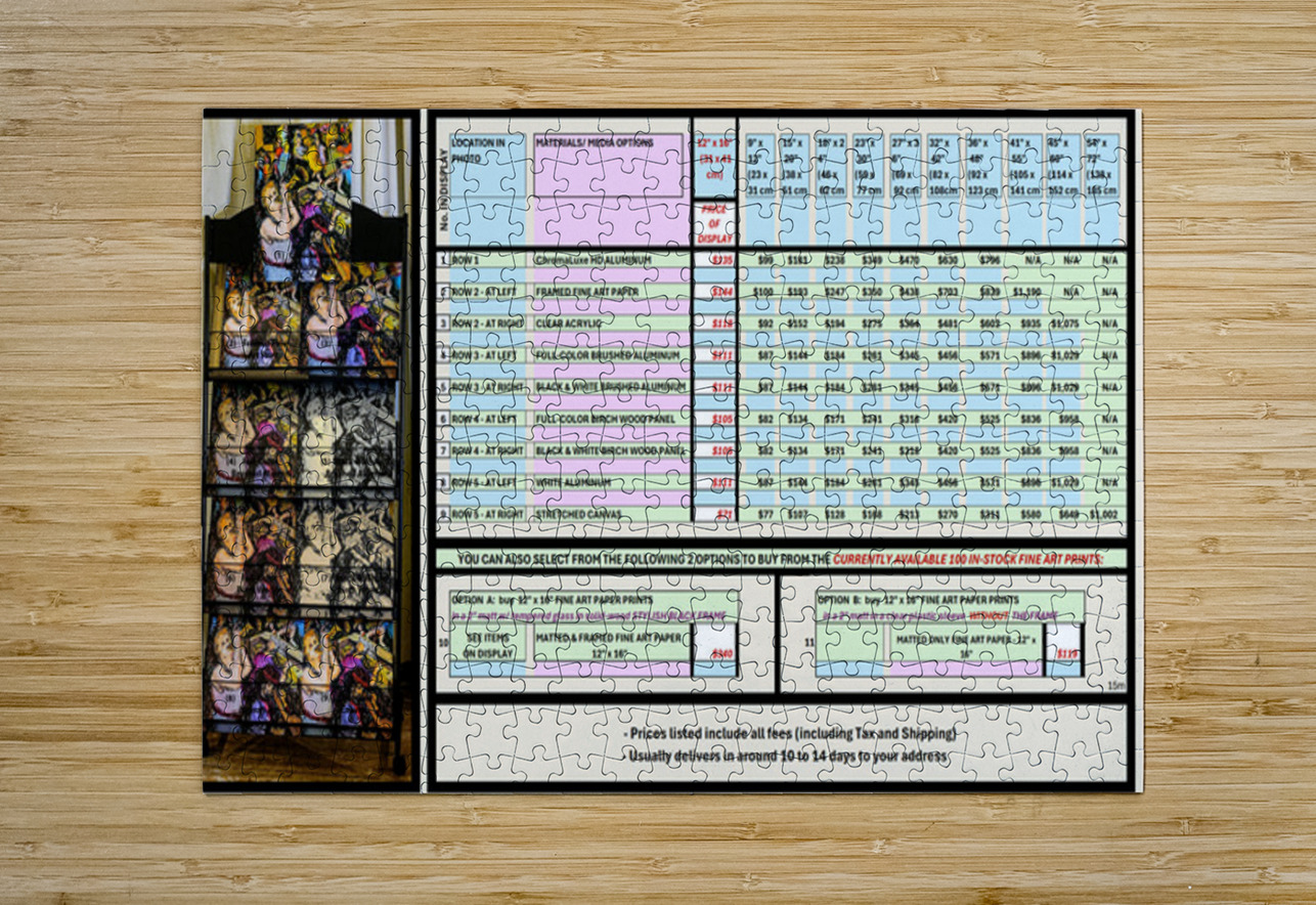 Art Fair 9-2025 Pricing Summary Sheet   MINUS 15 per Marc Melis Puzzle printing
