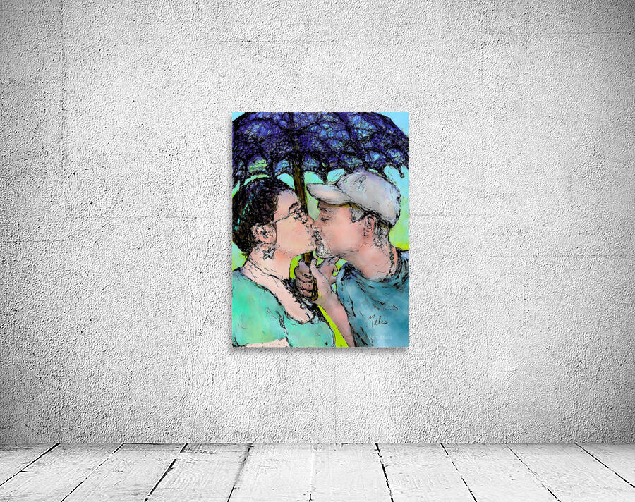 Lovers Kissing colored in   to be printed as 21 x Wall Preview