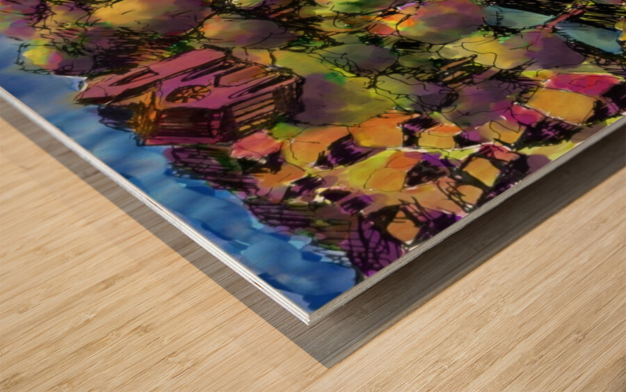 Far Away Across the Field   final w added orange Wood print